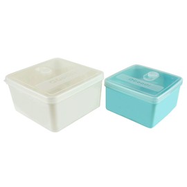 QG 70 & 40oz Square Plastic Food Storage Containers with Lids BPA Free - 2 Pieces White & Light Blue