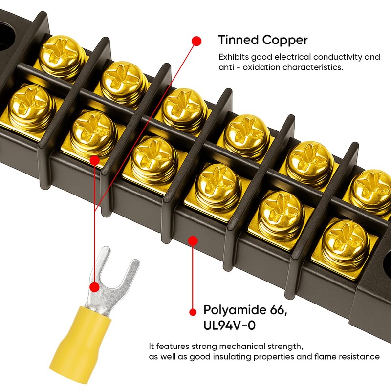 Terminal Block 2 Wrapped 10 Circuits 30A 450v Double-Row Screw