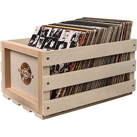 Crosley AC1004A-NA Record Storage Crate Holds Up to 75 Albums, Natural