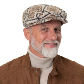 Stetson Navajo Driver Jersey Flat Cap Four-Piece Cut Mottled with Cotton Lining Made in EU Men's Autumn/Winter Cream White L (58-59 cm)