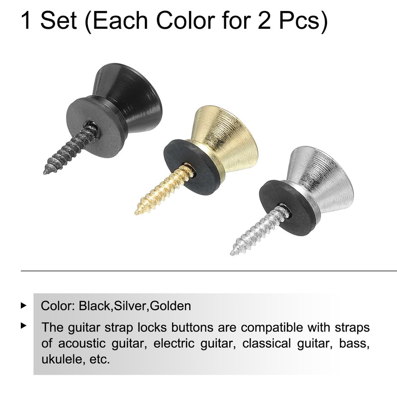 sourcing map Guitar Strap Button Buckle Lock Metal Small End