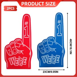 2PCS Foam Fingers – Red & Blue Gladiator Foam Hand Fan Props, Soft EVA Cheering Accessories for Football, Basketball, Concerts & Events – Durable Party Props for Team Spirit & Sports Fans