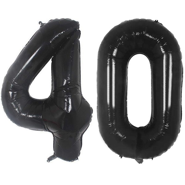 Tellpet Number 40 Balloons, 40th Birthday Party Decorations Sign for Men Women, Black, 40 Inch