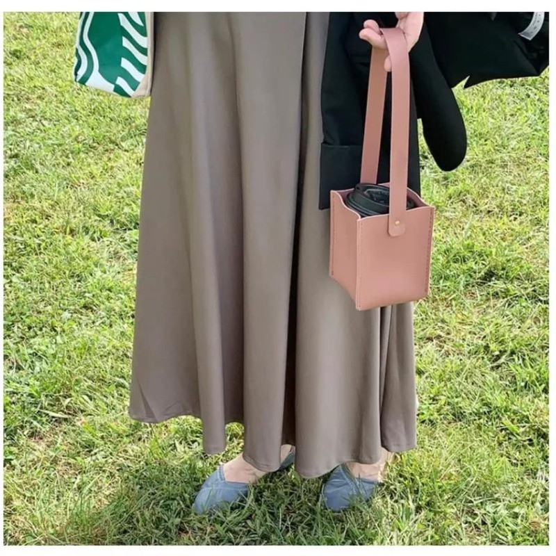 cup holder bottom box bag coffee handbag handle strap handle