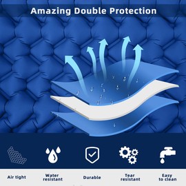 AOSEE Self-Inflating Camping Sleeping Mat with Pillow - Ultralight Backpacking Pad, Built-in Foot Pump, Waterproof Air Mattress for Hiking, Hammock, Travel(Blue)