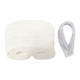 JIHUOO 40 Sets White Paper Eye Masks Blank Mardi Gras Paper Masks Plain Masquerade Mask to Decorate Half Face Paper Mask Paper Craft Masks for Kids with String