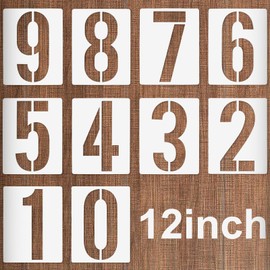 30 cm Large Number Stencils, Reusable Plastic Number Stencils, 0-9 Kerb Address Stencil Numbers for Marking Garage Parking Spaces, House Numbers, Letter Boxes, Addresses, Painting Work
