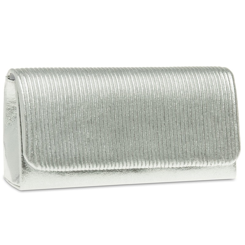 CASPAR TA351 Women Clutch/Evening Bag with Gathering, Colour:silver;Size:One Size