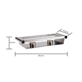 APS Food warmer, plate warmer, stainless steel Food warmer, 2 flames, matt polished, 13.5 x 34.5 cm, height 6.5 cm