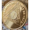 1 Year AA Medallion 22K Gold Plated Sobriety Chip