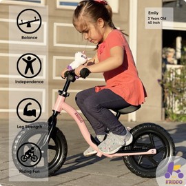 KRIDDO Toddler Balance Bike 2 Year Old, Age 24 Months to 5 Years Old, Early Learning Interactive Push Bicycle with Steady Balancing, Gift Bike for 2-5 Boys Girls, Pink