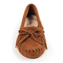 Minnetonka Women's Kilty Suede Softsole Moccasin,Brown,10 M US