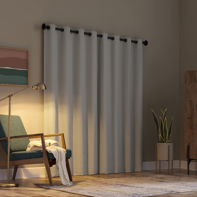 Scott Living Rafaela Woven Pattern Chenille Total Blackout Grommet Curtain