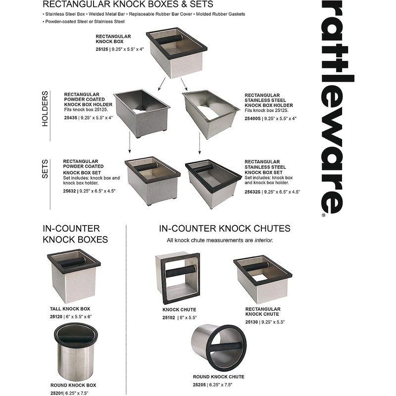Rattleware Stainless Steel Open Bottom Knock Box Chute - For