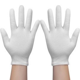 Cotton Gloves for Dry Hands Sleeping, 4 Pairs White Cotton Moisturizing Eczema Gloves for Lotion Overnight, Men and Women