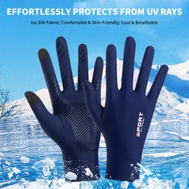 Namolit Summer UV Protection Gloves, Two-Fingerless Non-Slip Gloves for Men Women Breathable Gloves for Driving Cycling Riding Climbing Golfing Workout (Black, L)