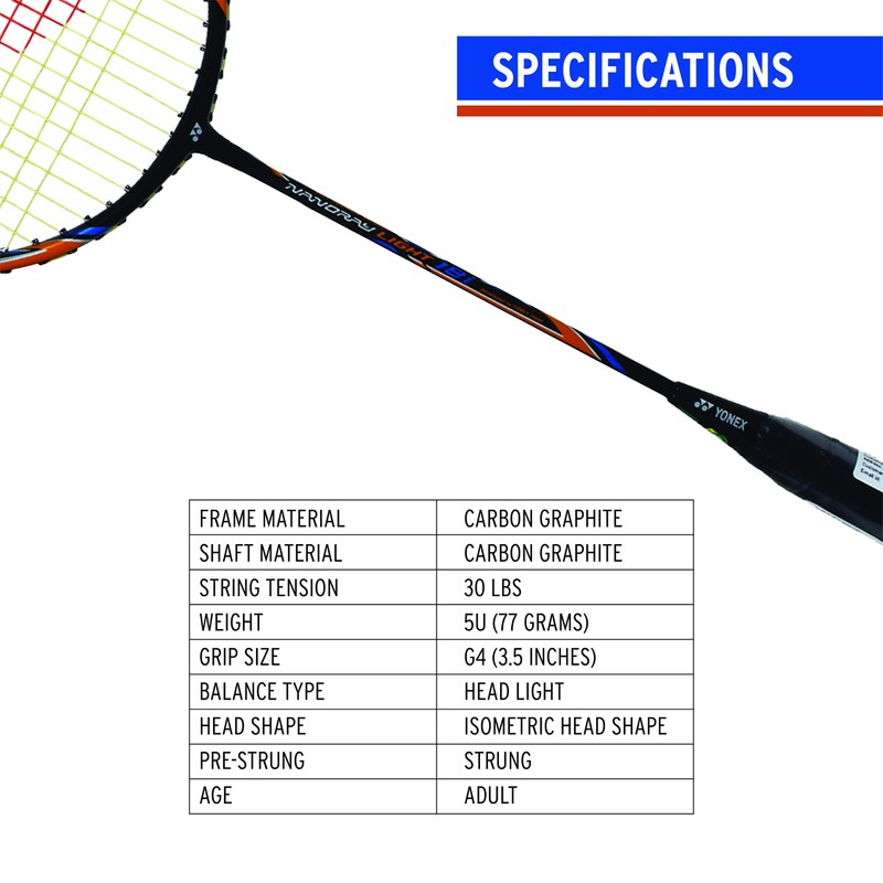 YONEX Nanoray Light 18i Graphite Badminton Racquet (Black) | YONEX