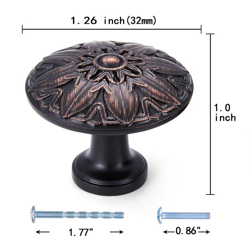 YCSJ Round Knob - 10 Pack / 1.25 Inch(32mm), Cabinet