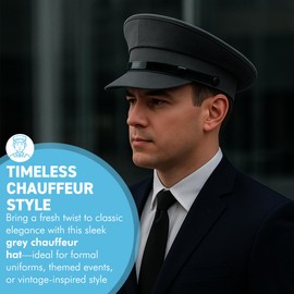 Thorness Grey chauffeur style hat - Size 60cm