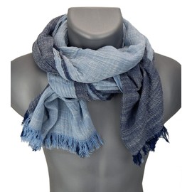 Ella Jonte Men's Scarf Beige Brown Grey or Blue Lightweight Scarf Cotton Viscose, blue