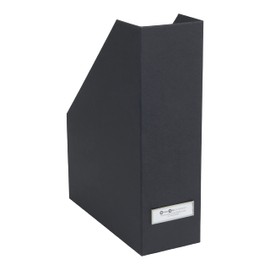Bigso Box of Sweden Standing Magazine Storage Box with Label - Document Holder Made of Fibreboard and Paper - Desk Organiser for Files, Documents or Magazines - Dark Grey
