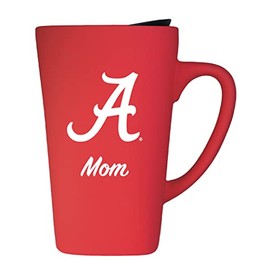 University of Alabama Mom 16oz Soft Touch Ceramic Travel Mug with Lid - Red