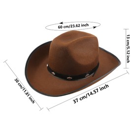 SGBETTER 4 Pack Cowboy Hat Felt Studded Western Rodeo Texan Cowboy Cowgirl Hat for Adult Cowboy Theme Party Costume Accessory Cosplay Dress up, 4 Colors