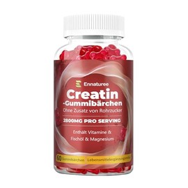 Creatin Monohydrat, 11 IN 1 Kreatin Gummibärchen mit 8 Creatine, 2480mg pro Portion mit Taurin, Fischöl, Omega-3, EPA, DHA, Glutamine, Magnesium, Vitamin D3, B6 und B12, 60 Gummies
