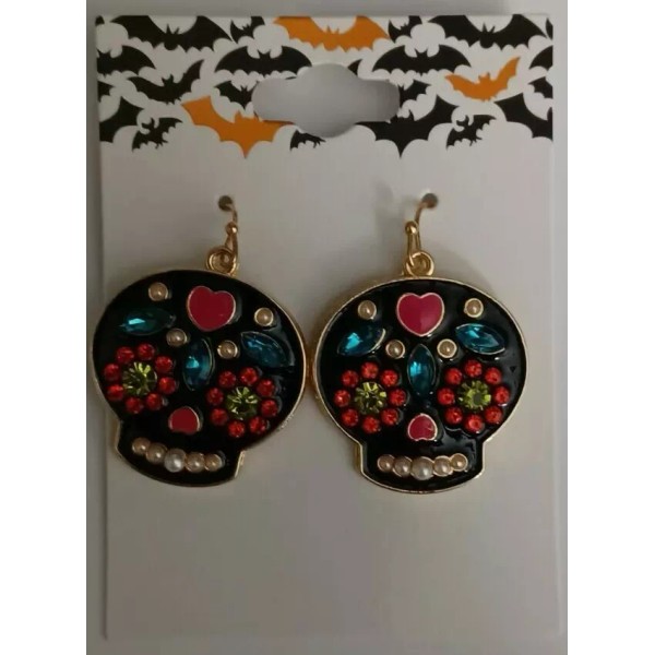 Unbranded Halloween Day of the Dead Dangling Pierced Earrings