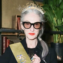 AOPRIE 80 & Fabulous Birthday Sash for Women Birthday Tiara & Crowns Headbands for Girls Happy Birthday Accessories Favor Supllies Gold, 2 Pack