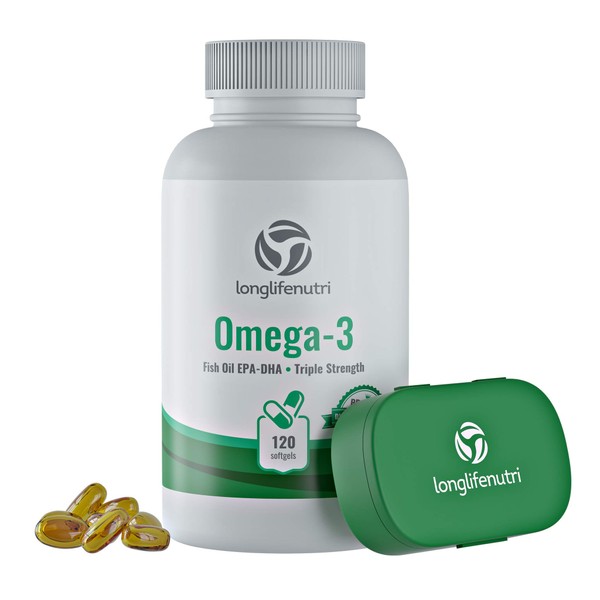 Omega 3 Fish Oil Pills 120 Softgels Capsule | Essential Fatty Acids 1000mg Supplement | High DHA EPA | Immune Support Formula | Natural Nordic Algae Ultra Omega3 Women & Men