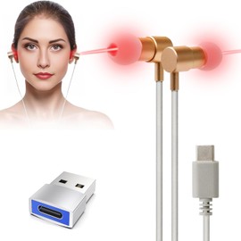 Red Light Therapy for Ears, USB Red Light Therapy for Ears, 650NM Red Light Ear Therapy Device with Nose Replacement Silicone Head, 2-in-1