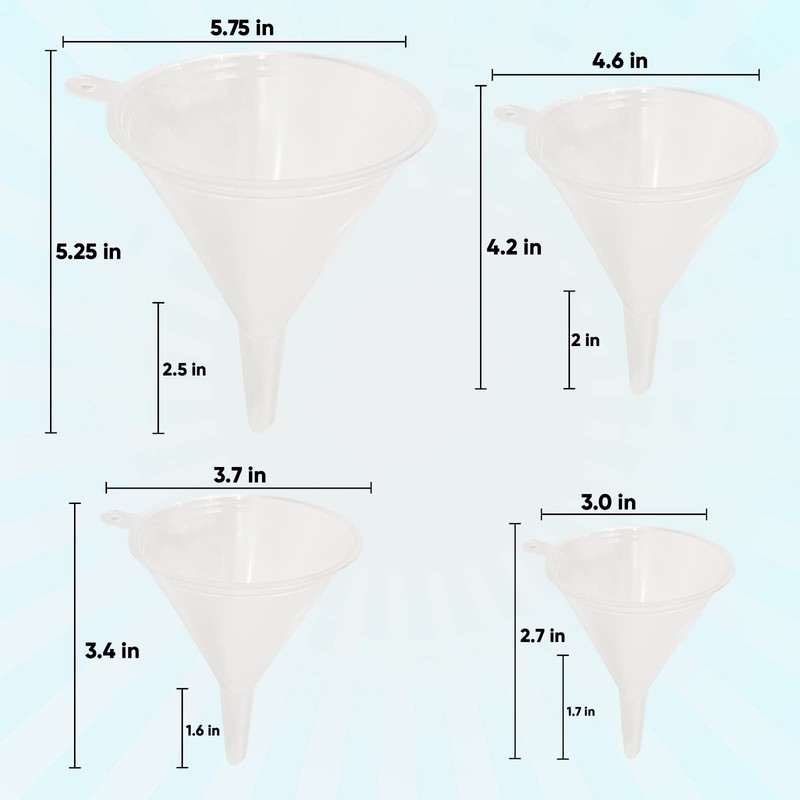 Liqvee Funnel Transparent in 4 Different Sizes (122, 101, 76