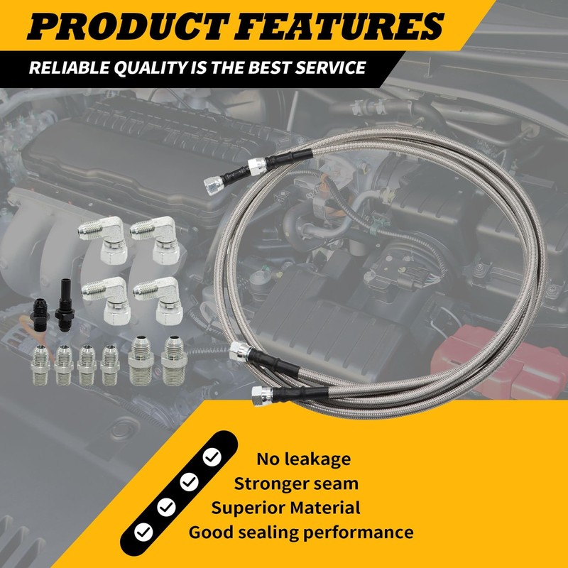 Jecoupoon 6AN 70" Transmission Oil Cooler Hose Line kit Compatible