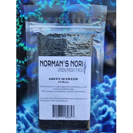 Green Seaweed Sheets 25 Package of 4” x 7.5” Nori Seaweed Sheets, for All Algae Eating Fish, 100% Natural, Nutrient-Dense, Super Thick 35g