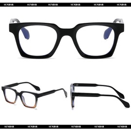SUNBSR Fashion Square Glasses for Women Men Vintage Classic Square Clear Lens Glasses Black Frame Anti Blue Light Computer Eyeglasses（Black）