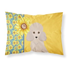 Caroline's Treasures WDK5468PILLOWCASE Summer Sunflowers Toy Cream Poodle Fabric Standard Pillowcase Lightweight Super Soft Easy Care Decorative Artwork Pillowcase, Standard