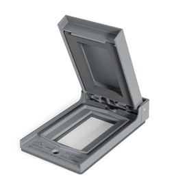 ELEGRP Vertical Outdoor Cover for Decotative Receptacles, Weatherproof Wall Plate, Outdoor Electrical Outlet Cover, Standard Size 1-Gang 4.85” x 2.82”, Thermoplastic, 1 Pack, Grey