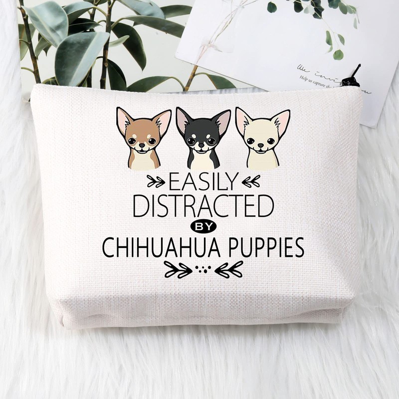 PLITI Chihuahua Gift for Chihuahua Lover Cute Chihuahua Makeup Bag