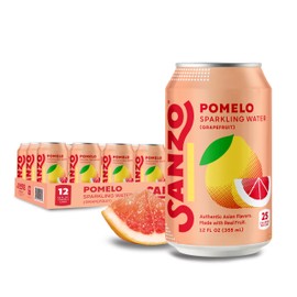 Sanzo Flavored Sparkling Water - Pomelo Grapefruit Soda - Low Calorie Low Sugar Soda - Craft Asian Drinks - Vegan Gluten Free Carbonated Flavored Water - Fizzy Bubbly Healthy Drinks - 12oz, 12 Pack