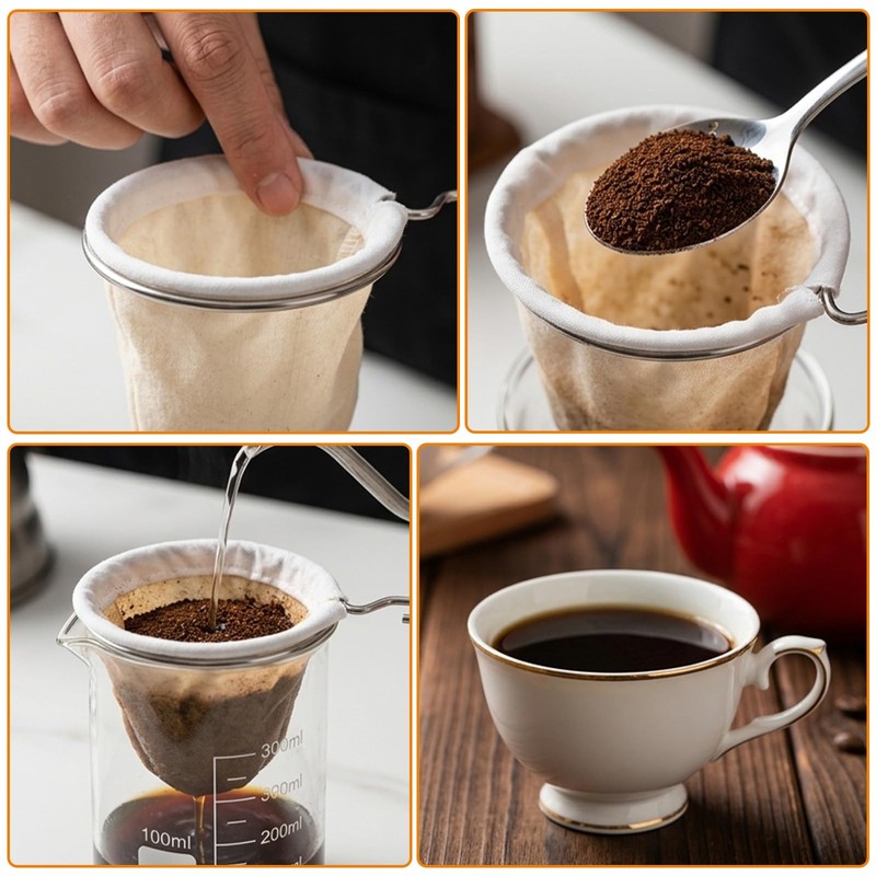 Elegaperma 5 Pcs Cloth Coffee Filters Reusable, Coffee Strainer Cloth