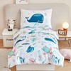 STYHO Ocean Theme Cot Bedding Sets Reversible Whales Toddler Duvet