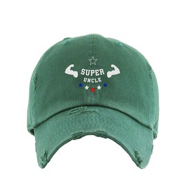 Super Uncle Dad Vintage Baseball Cap Embroidered Cotton Adjustable Distressed Dad Hat Hunter Green
