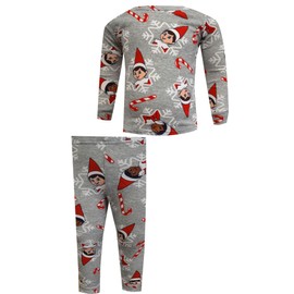 American Marketing Enterprises INC Girls Elf on the Shelf 100% Cotton Tight Fitting Christmas Pajamas (4) Grey