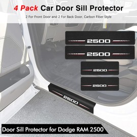 Car Door Sill Protectors for Dodge RAM 2500 Accessories- Door Entry Guard Scuff Sill Protector Plate- Carbon Fiber Anti-Scratch Sticker- 4Pcs