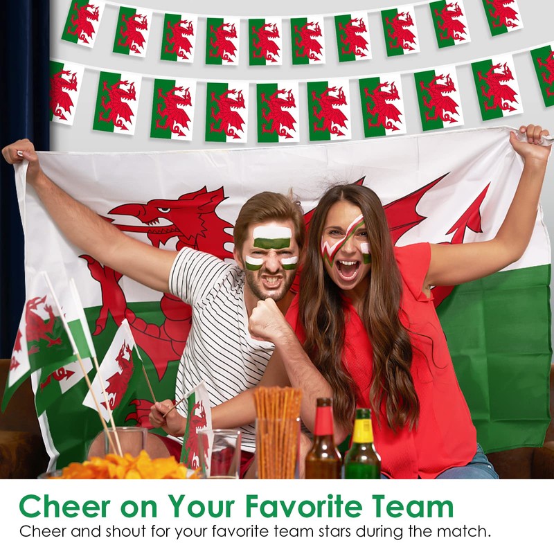 AhfuLife Wales Hand Held Flag 5.5 × 8.2 Inch, 30