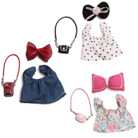 17 cm Doll Outfit Set – 3 Summer Dresses with Matching Bags & Hair Clips – Fashion Accessories for 6.7″ Dolls (Clothing Only)