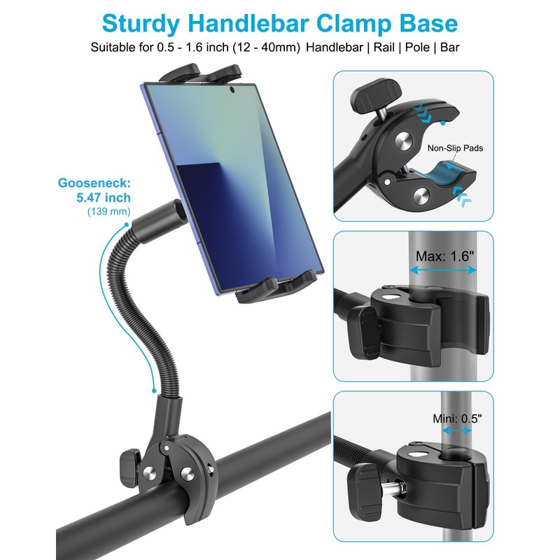 Dosvsi Z Fold Exercise Bike Holder, Metal Gooseneck - Spin