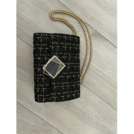 Beam Bomb Woman's Fashion Wollen Cloth Tweed Style Purse/Handbag/Satchel Adjustable Chain Shoulder Bag Crossbody Clutch Evening Bag designer Inspired (Black Designed)