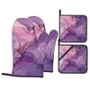 Purple Gold Marble Oven Mitts Pot Holders Set of 4,